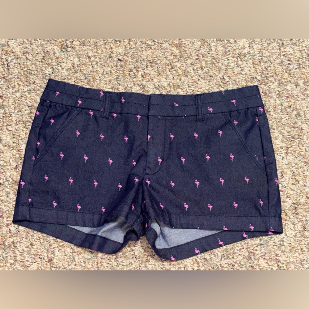 Women's Harper size large Black Shorts with Pink Flamingo Print summer beach sun